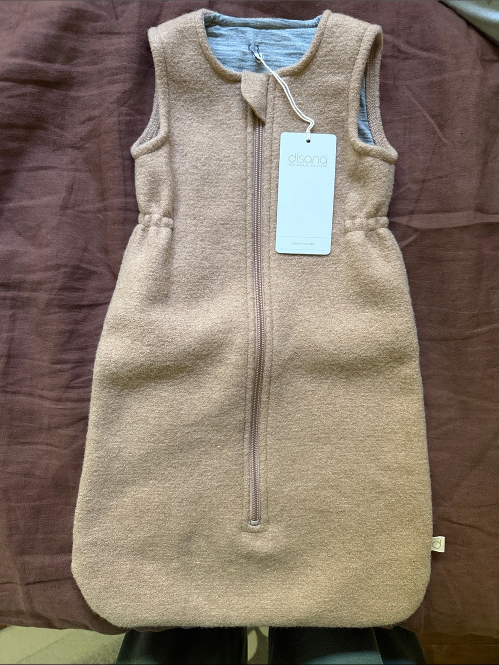 Brand New Disana Wool Sleep Sack - 1-6 Months - Caramel